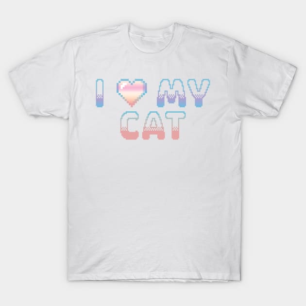 I Heart My Cat Classic Video Game Graphic Rainbow Pastel Gradient T-Shirt by ArtHouseFlunky